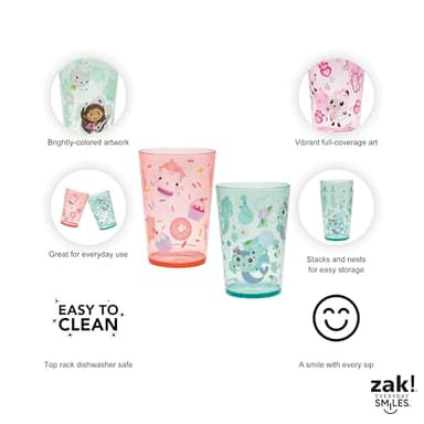 Zak Designs DreamWorks Gabby's Dollhouse Nesting Tumbler Set for At Home, 14.5oz Non-BPA Plastic Cups, 4-Pack (Gabby, Pandy Paws, Cakey Cat, Mercat, Kitty Fairy, Baby Box) - Image 4