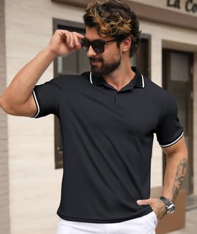 GEEK LIGHTING 3 Pack Mens Polo Shirts Short Sleeve Athletic Polo for Men Casual Moisture Wicking T-Shirts with Pocket - Image 4