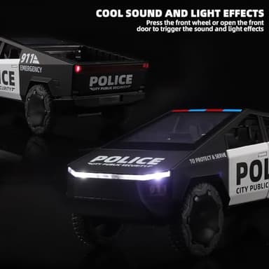 OANMYJJO Trucks for Boys Toy Pickup Truck 1/32 Police Car Toy,Police Cars for Kids Ages 3-5,Pull Back Cars with Lights and Siren,Toy Trucks for Boys Age 4-7 - Image 3
