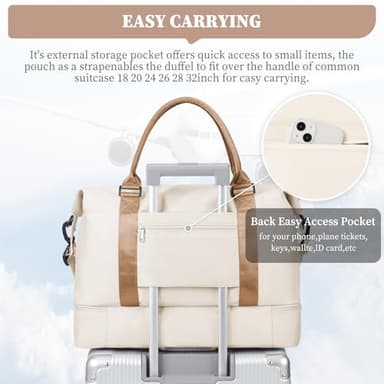 Weekender Bags for Women,Personal Item Travel Bag with Shoes Compartment,Overnight Travel Duffel Bag with Toiletry Bag,Medium - Image 4