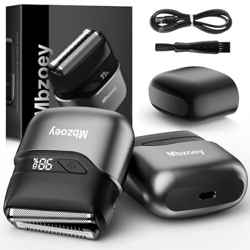 Mbzoey Mini Electric Razor for Man: Electric Foil Shavers for face - IPX7 Waterproof Cordless Razor with LED Display & Fast Charge - Micro-Comb Technology & Upgraded Blades, Carbon Black - Image 1