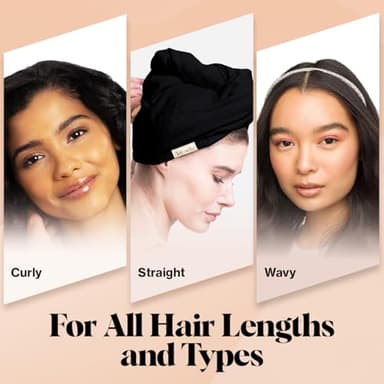Kitsch Microfiber Hair Towel Wrap for Women - Super Absorbent Hair Drying Towel - Quick Dry, Anti-Frizz - for Long & Short, Wet & Curly Hair - Black - Image 6