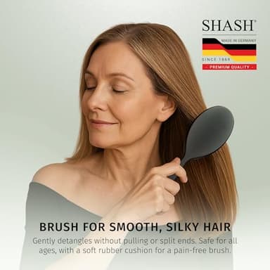Since 1869 Hand Made In Germany - Nylon Boar Bristle Brush Suitable For Normal to Thick Hair - Gently Detangles, No Pulling or Split Ends - Softens and Improves Texture, Stimulates Scalp (Large) - Image 3
