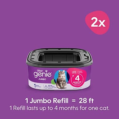 Litter Genie Refill Bags | Jumbo 2-Pack, 56 Total ft | Up to 8 Months of Supply in 2 cartridges | Ultimate Odor Control Cat Litter Bags - Image 2