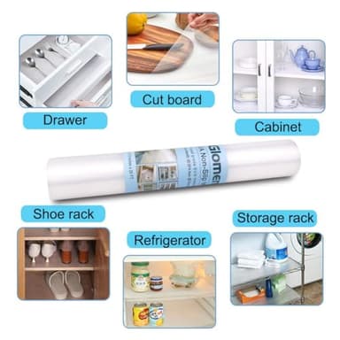 Drawer Liners for Kitchen, Shelf Liners, Washable Oil-Proof Cabinet Liner for Refrigerator, Cabinet, Drawer, Storage, Shelves, Non-Slip Shelf Liner (17.5 Inches x 20 FT x 2 Rolls)… Clear - Image 5