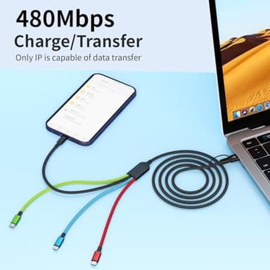 Travel 4 in 2 Multi Charging Cable with Dual Type-C, USB A/USB C Chargers for Multiple Devices, Multiple Charger Cord Compatible with Most Cell Phones/Tablets and More (1Pack, 5FT - Image 8