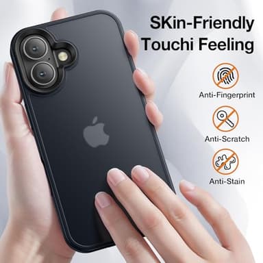 Yriklso for iPhone 16 Case, Shockproof for iPhone 16 Phone Case, Military Grade Drop Protection, Protective Hard Back Slim Cover, Black - Image 4
