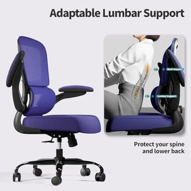 Office Chair - Ergonomic Desk Chair with Adjustable Lumbar Support, Mesh Computer Chair, Executive Chair for Home Office Comfortable Lumbar Support (Violet) - Image 6