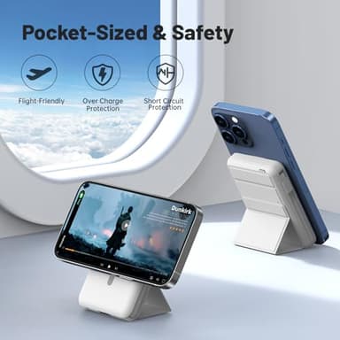 Azmuth for Magsafe Battery Pack, 10000mAh Magnetic Power Bank 22.5W PD Fast Charging with LED Display Wireless Portable Charger for Magsafe with Stand for iPhone 17/16/15/14/13/12/Pro/Pro Max - Image 6