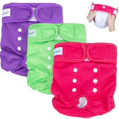 Pet Soft Washable Female Diapers (3 Pack) Female Dog Diapers, Comfort Reusable Doggy Diaper for Girl Dog in Period Heat (Classy, S) - Image 1