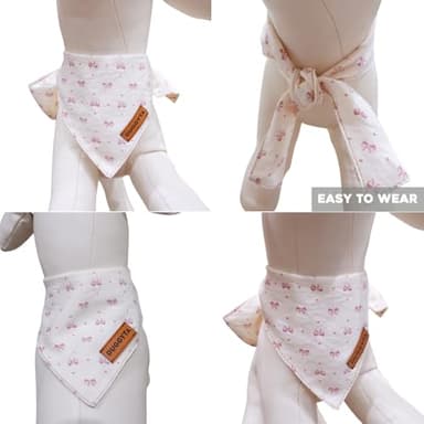 Duggyta Easy-Tie Triangle Dog Bandana with Unique Design, Raspberry/Red Bow Pattern, Premium Soft Cotton Adjustable for Small Dogs, Available for All Seasons Style Pet Accessories - Image 3