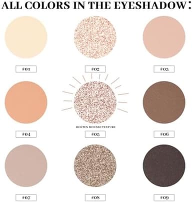 Neutral Eyeshadow palette, Nude eye shadow palette, High-Pigment eyeshadow makeup palette with Mirror, Long-lasting Wear, Vegan, Cruelty-free - 0.5oz - Image 4
