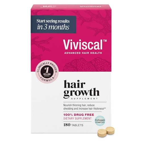 Viviscal Hair Growth Supplements for Women, Thicker Fuller Hair Support for Thinning Hair and Hair Loss, with Biotin and Marine Collagen, Drug-Free, 180 Tablets, 90-Day Supply - Image 1