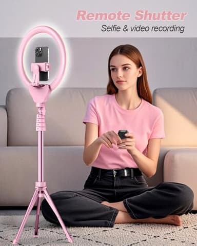 UBeesize 12'' Selfie Ring Light with 62’’ Tripod Stand for Video Recording, Live Streaming(YouTube, Instagram, TIK Tok), Compatible with Phones, Cameras and Webcams Pink - Image 6