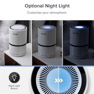 LEVOIT Air Purifiers for Home, AHAM VERIFIDE, High-Efficiency Filter for Smoke, Dust, Pollen, and Odors in Bedroom, Office, or Nursery, Optional Night Light, Quiet Operation, LV-H132, White - Image 4