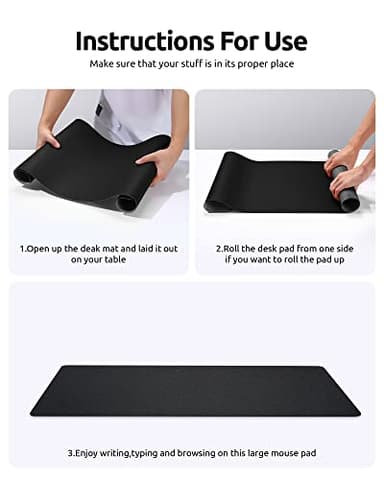 YSAGi Leather Desk Protector, Office Mat, Large Mouse Mat, Non-Slip PU Leather Blotter, Laptop Desk Mat, Waterproof Writing Pad for Office and Home (Black, 31.5" x 15.8") - Image 9