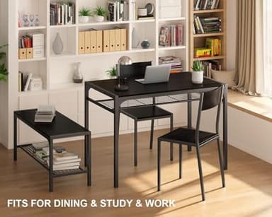 Gizoon Kitchen Table and 2 Chairs for 4 with Bench, 4 Piece Dining Table Set for Small Space, Apartment - Image 7