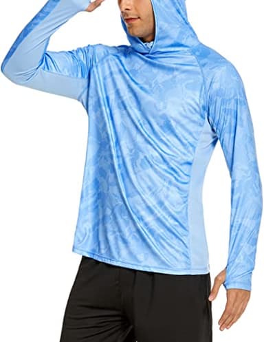 COOrun Men's Hooded Fishing Shirts UPF 50+ Long Sleeve Hoodie with Mask Lightweight Rash Guard for Men Camo SPF UV Sun Shirt - Image 9