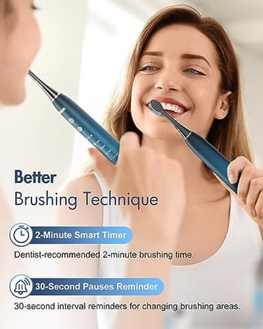 Sonic Electric Toothbrush for Adults, Rechargeable Toothbrush with 6 Mode & 3 Intensity, 40000VPM Toothbrush with 6 Brush Heads, Travel Case, 60 Days Battery Life, Wireless Charging, 2-Min Smart Timer - Image 2