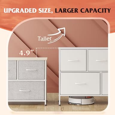 WLIVE White Dresser for Bedroom with 5 Drawers, Chest of Drawers, Fabric Small Dresser with Drawer Organizers, Storage Organizer Unit for Hallway, Entryway, Closets - Image 5
