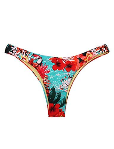 RELLECIGA Women's Blue Floral Cheeky Brazilian Cut Bikini Bottom Size X-Large - Image 5