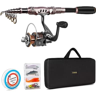 PLUSINNO Fishing Rod and Reel Combos Carbon Fiber Telescopic Fishing Rod with Reel Combo Sea Saltwater Freshwater Kit Fishing Rod Kit (Full Kit with Carrier Case, 2.7M 8.86FT) - Image 1