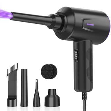 Meudeen Air Duster - Compressed Air - 5.74 oz High Power Cleaning for Computer - PC - 2 Gear Air Blower (Black Purple) - Image 1