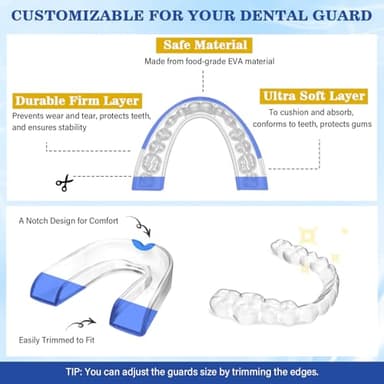 Mouth Guard for Grinding Teeth at Night, Mouth Guard for Clenching Teeth at Night, Dental Night Guards for Sleep, Comfortable Grinding Guard for Adults with 12 Cleaning Tablets - Image 3