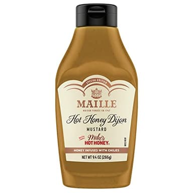 Maille x Mike's Hot Honey Special Edition Savory-Sweet Condiment with a Spicy Kick Hot Honey Dijon Mustard Gluten-Free, Shelf-Stable 9.4oz - Image 1