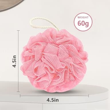 Rnoafmu Shower Loofah Bath Sponge, 60G Loofah Exfoliating Body Scrubber, 4 Color Mesh Shower Pouf Balls for Body Wash (Ice Cream) - Image 2