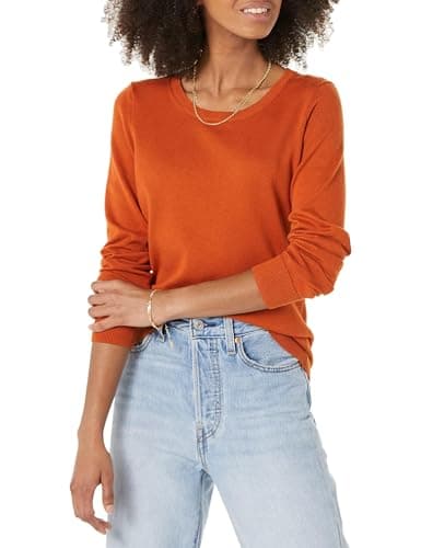 Amazon Essentials Women's Long-Sleeve Lightweight Crewneck Sweater (Available in Plus Size), Rust, XX-Large - Image 1
