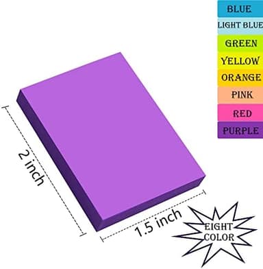 24 Pads) Sticky Notes 1.5x2 in, 8 Colors Post Self Sticky Notes Pad Its, Bright Post Stickies Colorful Sticky Notes for Office, Home, School, Meeting, 75 Sheets/pad - Image 2