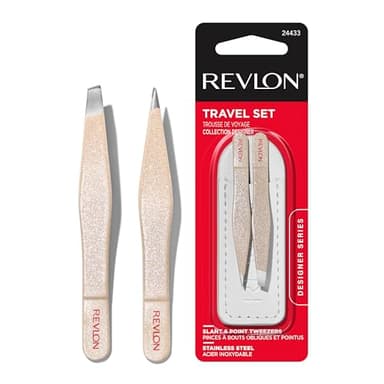 Revlon Designer Series Mini Tweezer Set, Hair Removal Tool Kit with Slant & Point Tips, Portable and Easy to Use, Made with Long Lasting Stainless Steel, 1 Count - Image 1