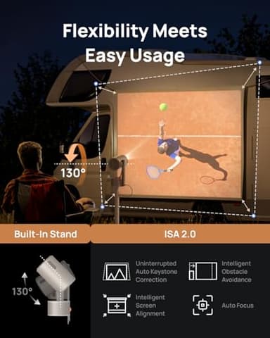 XGIMI MoGo 3 Pro NEW Outdoor Projector with PowerBase Stand, 2.5hrs Battery, Google TV with Licensed Netflix, Build-in Adjustable Stand, 450 ISO Lumens, ISA 2.0, 2 x 5W Harman Kardon - Image 7