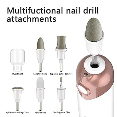 Professional Manicure Pedicure Kit, Electric Nail File Set, Cordless Electric Nail Drill Machine, 5 Speeds Hand Foot Care Tool for Nail Grind Trim Polish(White) - Image 8