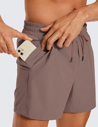 CRZ YOGA Men's Linerless Workout Shorts - 5'' Lightweight Quick Dry for Running Sports Athletic Gym with Pockets Brown Rock Medium - Image 4