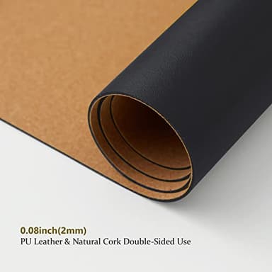 Cork Desk Mat - Dual-Sided Desk Pad for Office and Home - Desk Organization and Accessories - Ideal for Large Mouse Pad and Desk Mats on Top of Desks(Black,90cmx 43cm) - Image 3