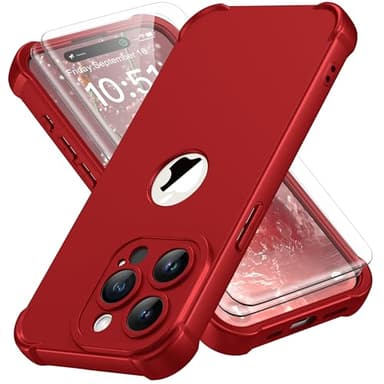 ORETECH for iPhone 15 Pro Case, with [2 x Screen Protectors] [15 Ft Military Grade Drop Test] [Camera Protection] 360° Full Body Shockproof Slim Thin Phone Case iPhone 15 Pro Cover 6.1" Red - Image 1