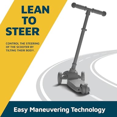 Lifemaster Mini 3-Wheel Kids Scooter with Multi-Color Wheel Lights – 4-Height Adjustable Handlebar, Wide Anti-Slip Deck, Child Safety Certified, Boys & Girls Ages 2+ Supports Up to 110 lbs, Gray - Image 4