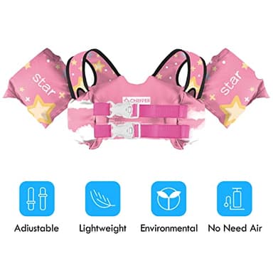 Chriffer Kids Swim Vest Life Jacket for 30-55 Pounds Boys and Girls, Toddler Floaties with Shoulder Harness Arm Wings for 2,3,4,5,6,7 Years Old Baby - Image 2