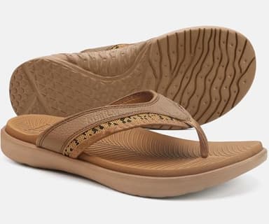 KuaiLu Mens Leather Sport Flip Flops Comfort Orthotic Thong Sandals with Plantar Fasciitis Arch Support for Outdoor Summer - Image 5