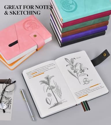 PAIBAS Blank Journal Notebook, A5 Hardcover Leather Sketchbook with 200 Pages Thick Blank Paper for Men Women, Unlined Drawing & Writing Journal, 5.9" x 8.4" Plain Notebook (black) - Image 4