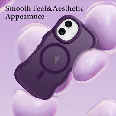 Pepmune for iPhone 16 Pro Max Case, Curly Wavy Frame Hard Translucent Matte Clear Back Cover for Women Men Compatible with Magsafe TPU Bumper Shockproof Phone Case for iPhone 16 Pro Max, Purple - Image 6