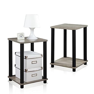 FURINNO Stylish End Table, French Oak Grey/Black,2-Pack (2-99800GYW) - Image 4