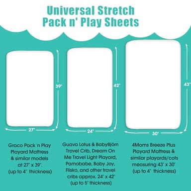 Pack n Play Sheets, BROLEX 2 Pack Mini Crib Sheets,Stretchy Portable Fitted Playard Sheet Set, Convertible Playard Mattress Cover,Ultra Soft Breathable Material,Dinosaur Lion - Image 3