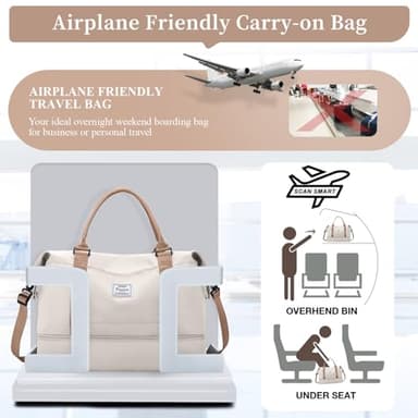 Weekender Bags for Women,Personal Item Travel Bag with Shoes Compartment,Overnight Travel Duffel Bag with Toiletry Bag - Image 7