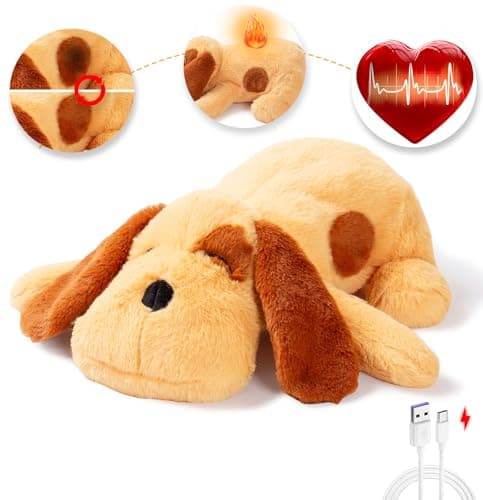 Goopow Heartbeat Puppy Toys for Dogs, [2025 Newly Upgraded] More Lifelike Mom with Upgraded Simulating Breathing/Body Temperature Dog Toys, Dog Anxiety Relief and Calming Aid,USB Rechargeable - Image 1