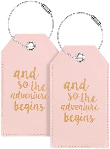 Luggage Tag & Personalized Luggage Tags for Suitcases Leather Bag Tags for Backpacks Handbag School Instrument with Name ID Label Travel Essentials, Unique Fun Pink Baggage Tags 2 Pack - Image 3
