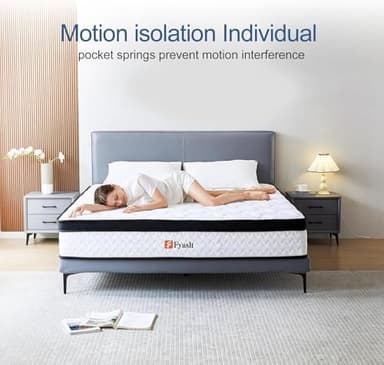 Fyaslt Queen Size Mattresses, 10 Inch Memory Foam Hybrid Mattress Queen, Pocket Spring Mattress in a Box for Motion Isolation, Strong Edge Support, Pressure Relief, Plush Feel, CertiPUR-US (Medium) - Image 6