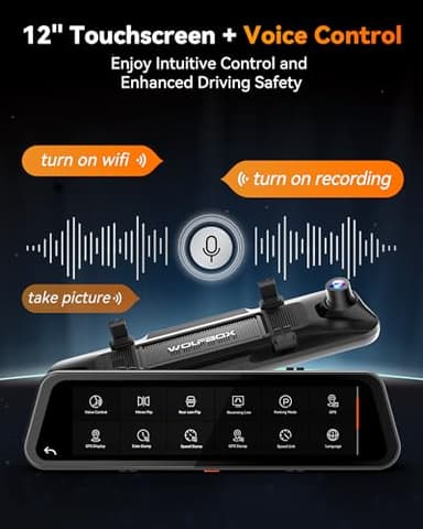WOLFBOX G900 Tripro Bumper Version 3 Channel 4K Mirror Dash Cam, STARVIS 2 IMX678 Night Vision, 4K+2.5K+1080P Front and Rear Bumper Dash Cam, 5.8GHz WiFi, Voice Control, Includes 256GB Card & GPS - Image 6